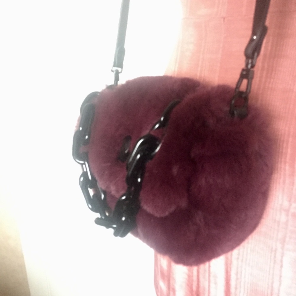 NWT PARFOIS X- Body Sheared Faux Mink Bag w/Long Strap